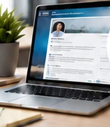 Laptop cu un profil LinkedIn deschis